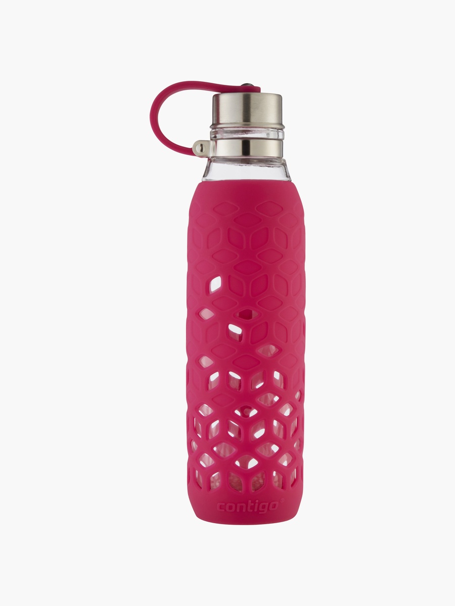 Textured Glass Water Bottle with Screw Spout and Leak Resistant Design - 590 ml