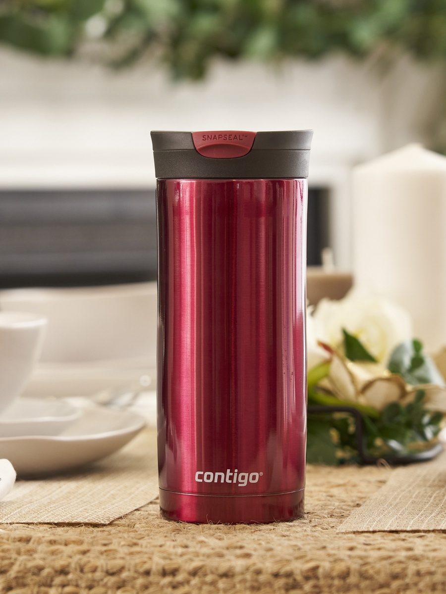 Plain Stainless Steel Travel Mug with Snap Spout and Leak Resistant Design - 470 ml