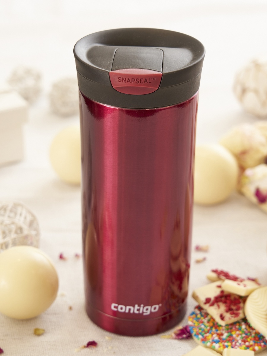 Plain Stainless Steel Travel Mug with Snap Spout and Leak Resistant Design - 470 ml