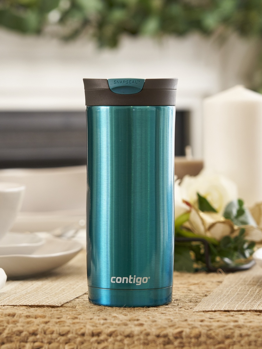 Plain Stainless Steel Travel Mug with Snap Spout and Leak Resistant Design - 470 ml