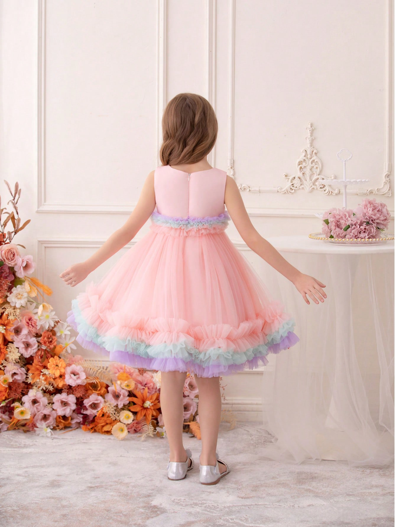 Girls Pastel Pink Knee-Length Swing Dress
