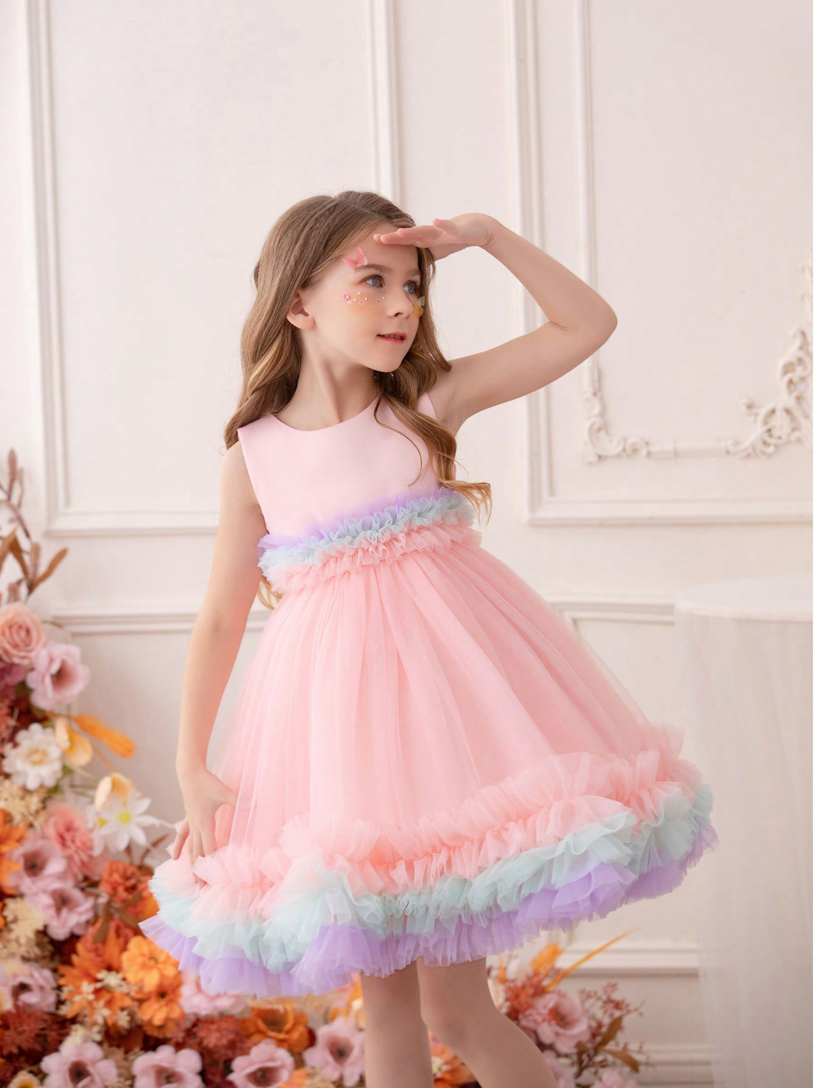 Girls Pastel Pink Knee-Length Swing Dress