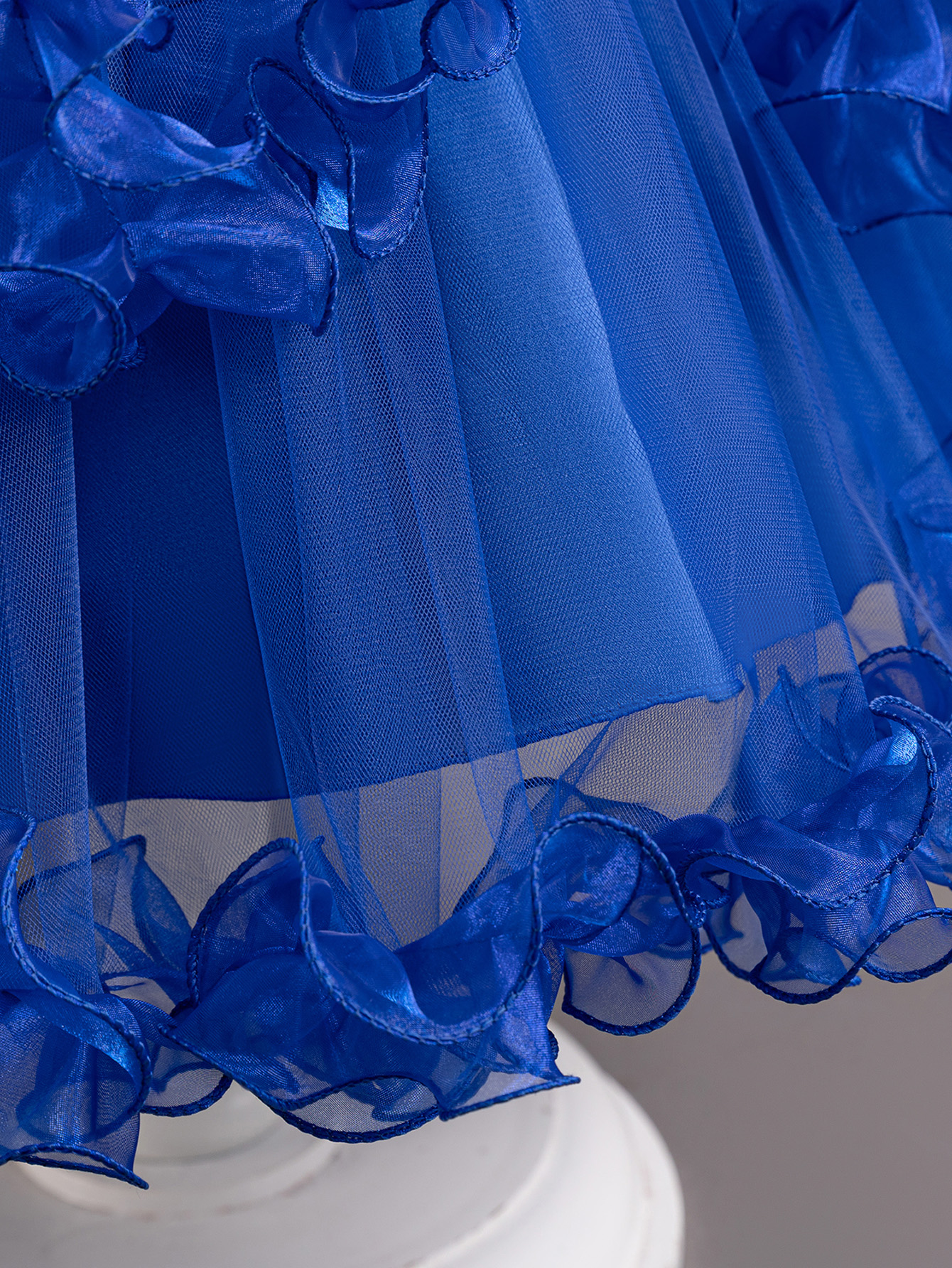 Blue Embroidered Round Neck Swing Dress