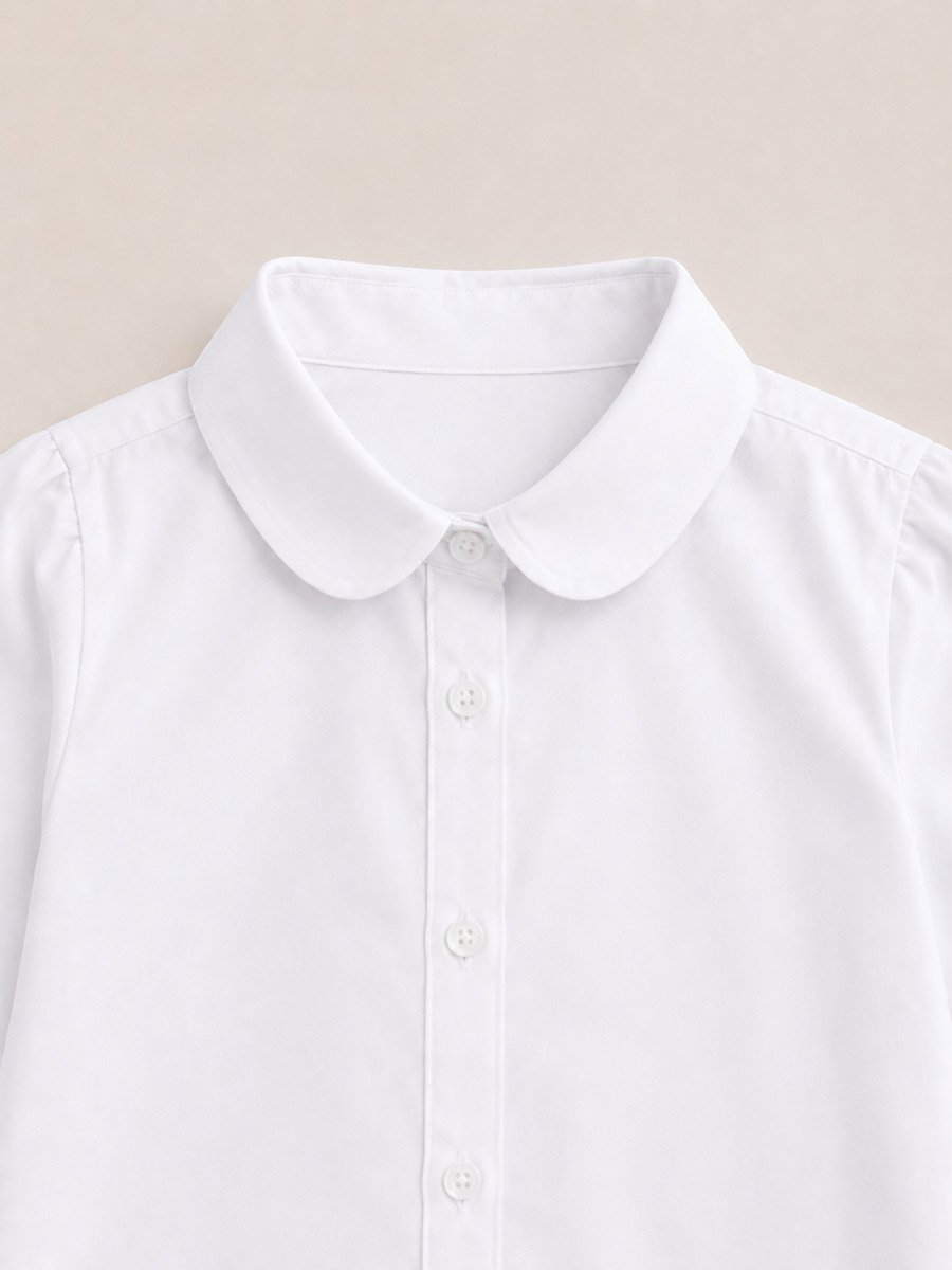 Girls White Long Sleeve Cotton Blend School Shirt