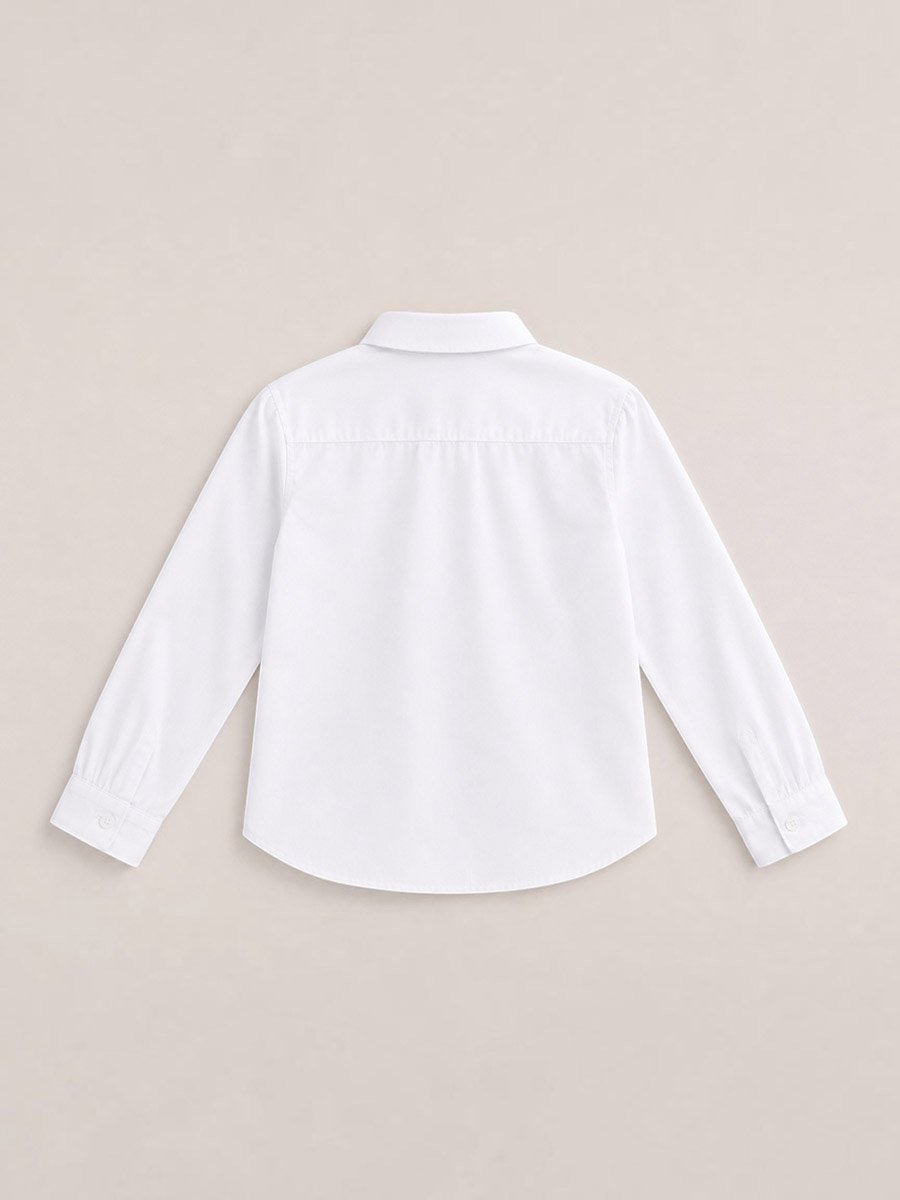 Girls White Long Sleeve Cotton Blend School Shirt