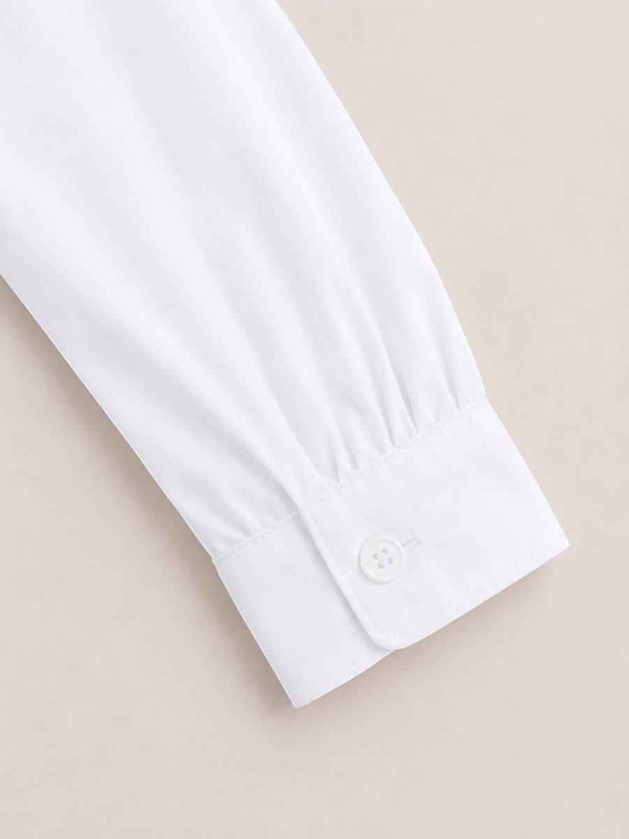 Girls White Cotton Blend Long Sleeve School Blouse