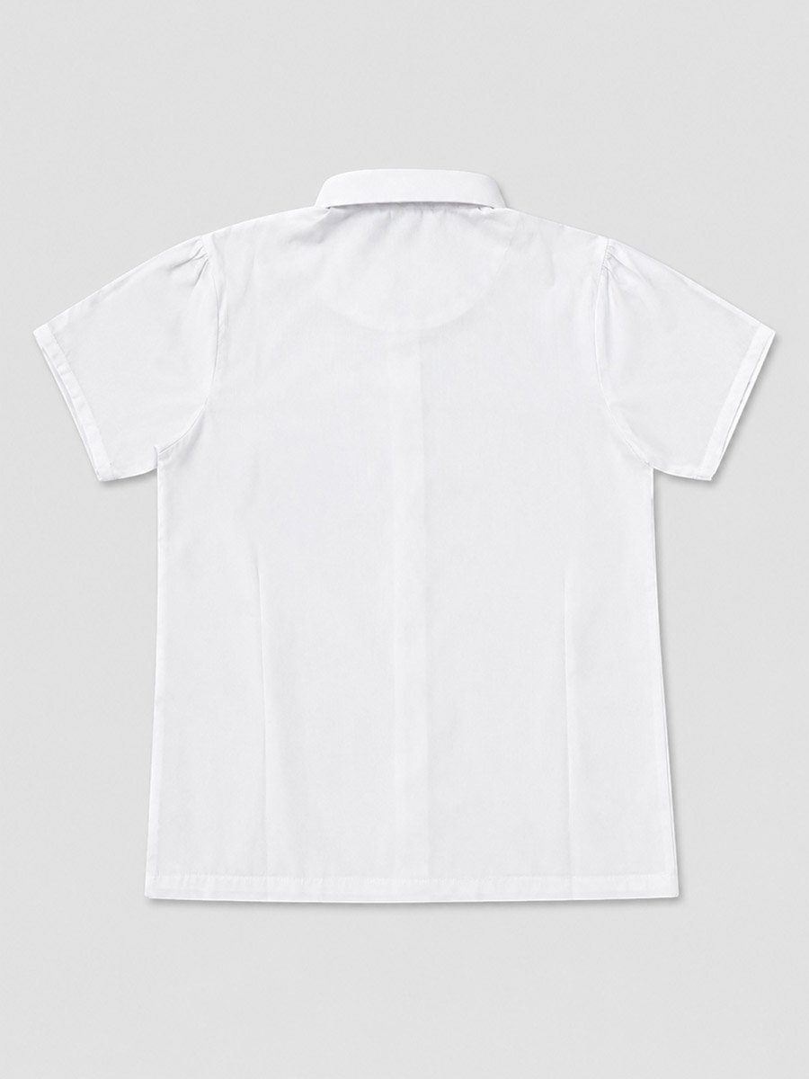 Girls White Short Sleeve Cotton Blend School Shirt