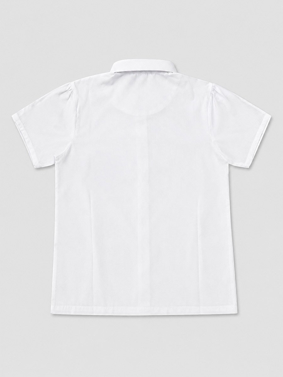 Girls White Cotton Blend Short Sleeve School Shirt