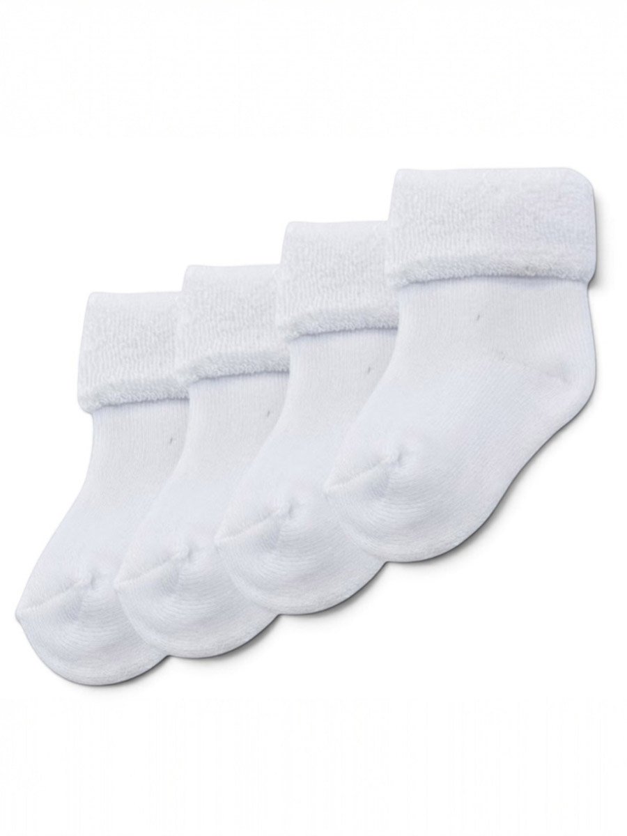 White Baby Plain Ankle Socks - 4 Pack