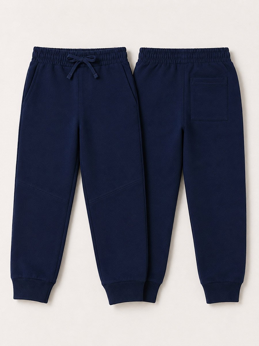 Boys Navy Blue Drawstring Relaxed Fit Joggers