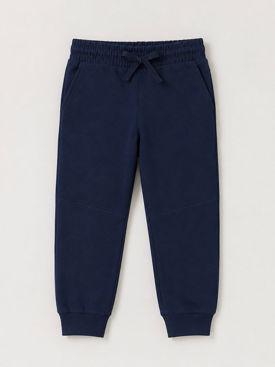 Boys Navy Blue Drawstring Relaxed Fit Joggers
