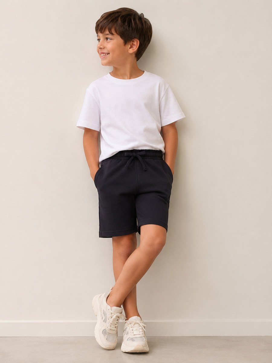 Kids Grey Cotton Jersey Shorts
