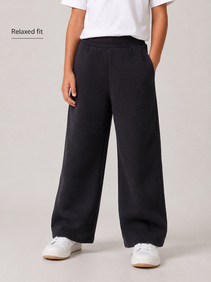 Kids Black Knitted Relaxed Fit Jogger Pants