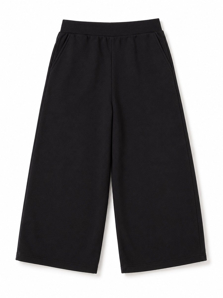 Kids Black Knitted Relaxed Fit Jogger Pants