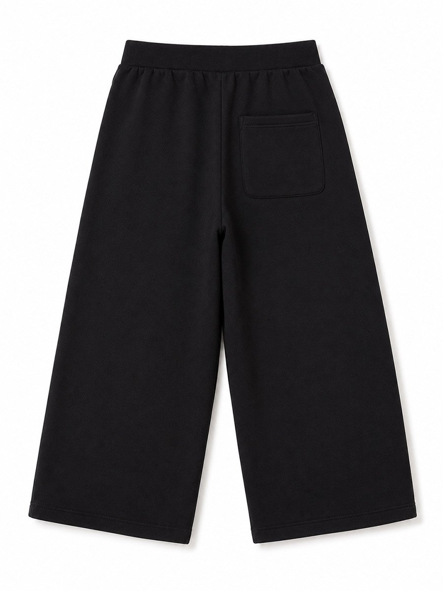 Kids Black Knitted Relaxed Fit Jogger Pants