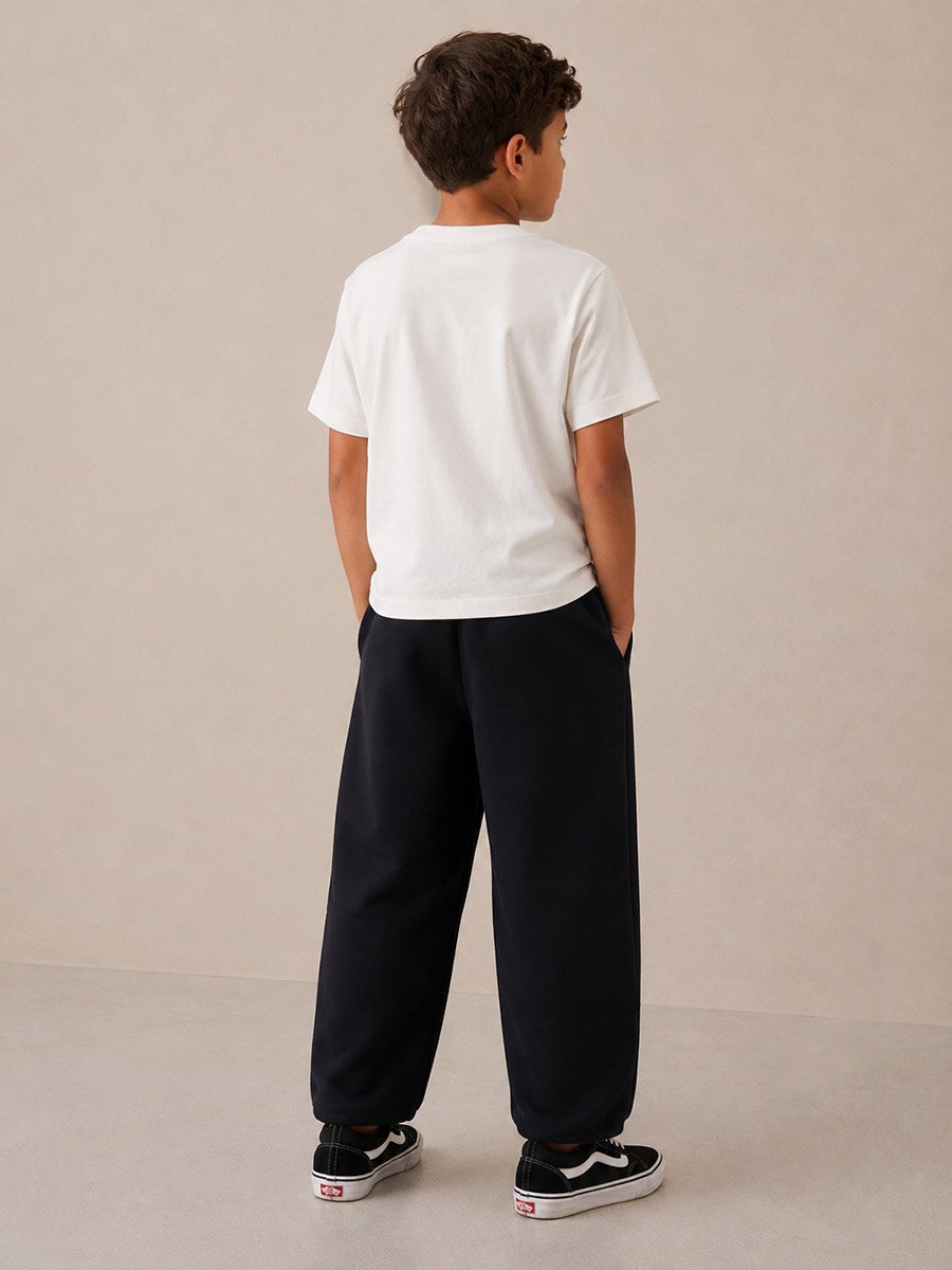 Kids Black Knitted Relaxed Fit Jogger Pants