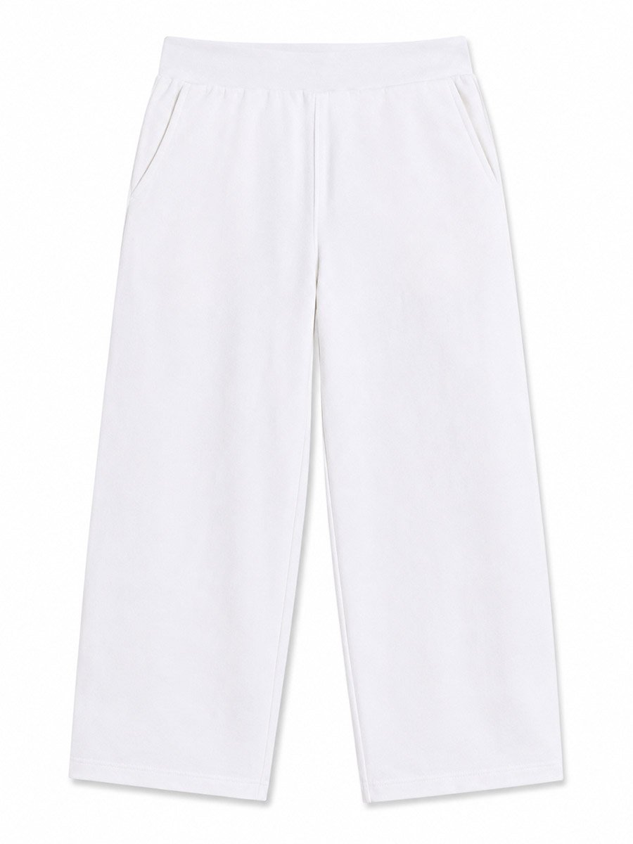 Kids White Knitted Regular Fit Joggers