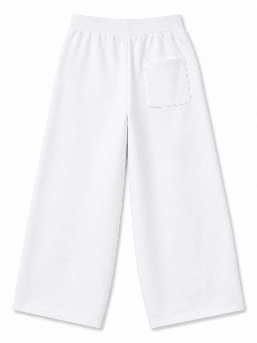 Kids White Knitted Regular Fit Joggers