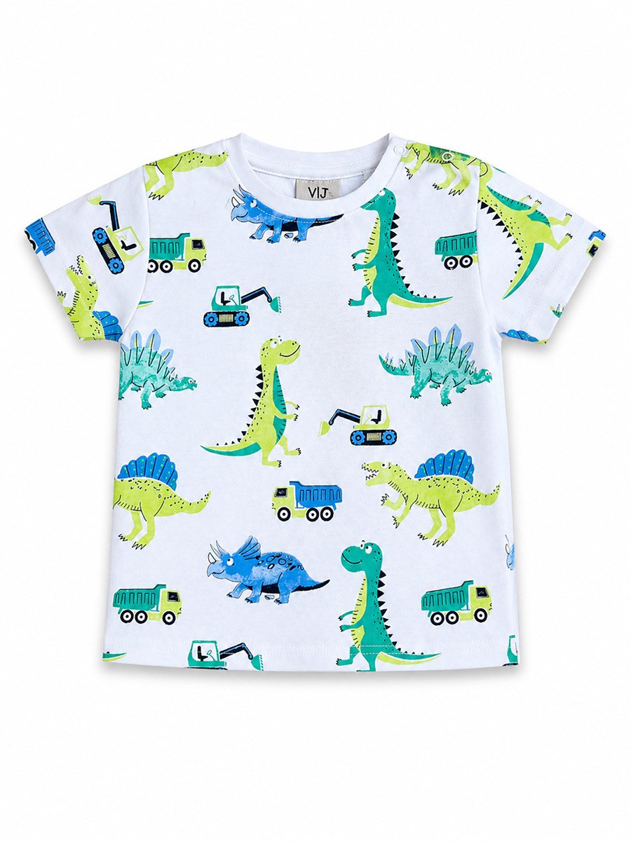 Boys Dino and Truck Print Cotton Shorts Pyjama Set