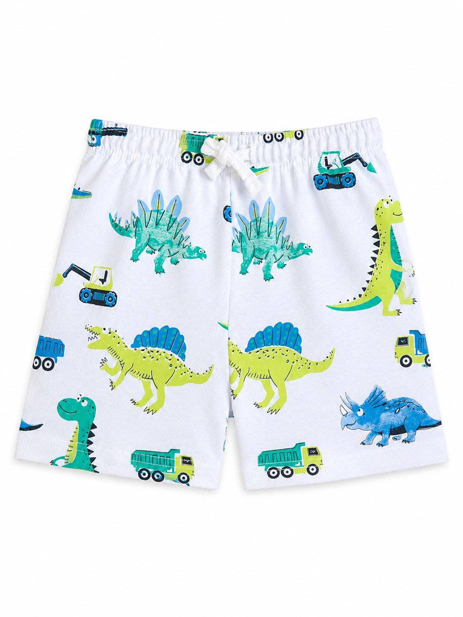 Boys Dino and Truck Print Cotton Shorts Pyjama Set