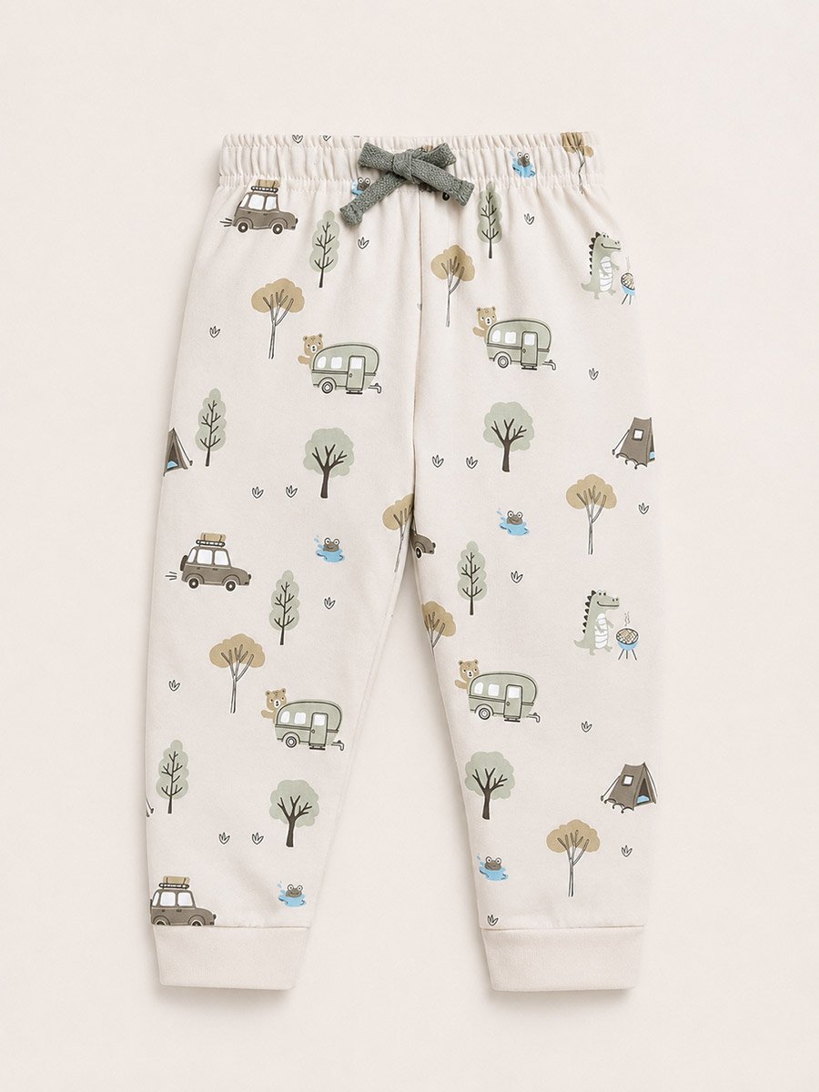 Boys Cotton Skater Gator Print Pyjama Set with Short Sleeve T-Shirt and Cuffed Pants