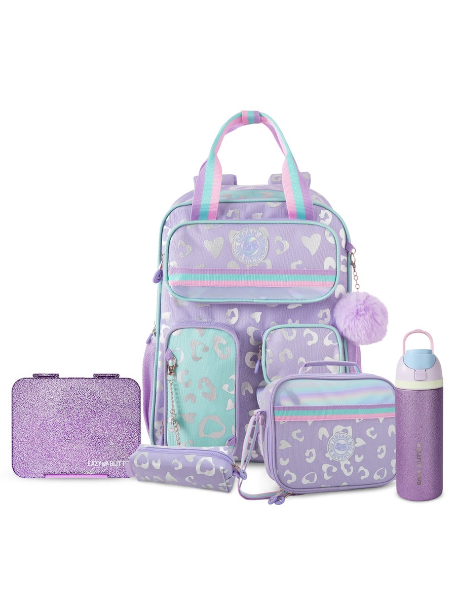 School Bag and Pencil Bag and Lunch Bag with SS Bottle and Convertible Lunch Box - 17 Inch