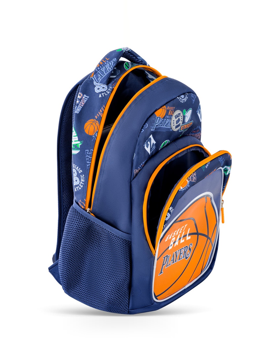 Basketball School Bag and Pencil Bag with Lunch Bag and Insulated SS Spray Bottle