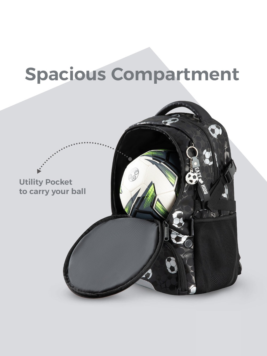 Footballer Backpack with Free Football - Black