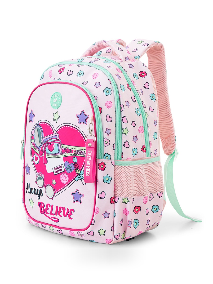 3-Piece School Bag Set with Laptop Compartment - Always Believe - Pink - 17 Inch