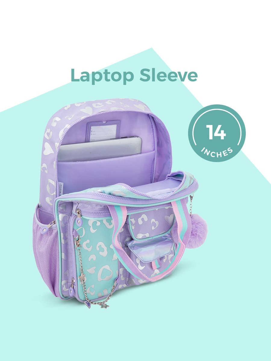3-Piece School Backpack with Lunch Bag and Pencil Case - Purple - 17 Inch