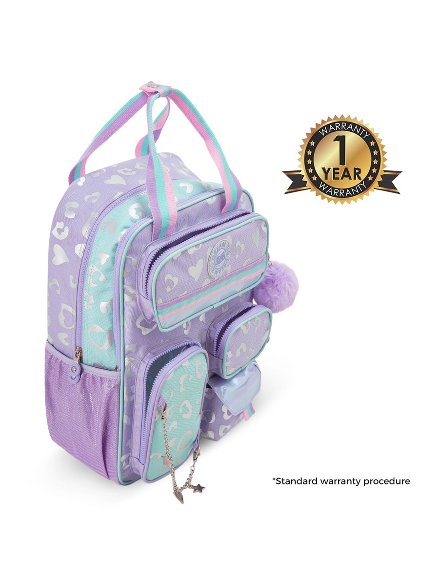 3-Piece School Backpack with Lunch Bag and Pencil Case - Purple - 17 Inch