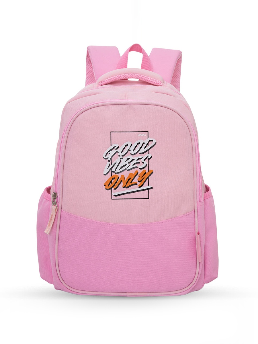 Lightweight School Bag with Laptop Sleeve - Good Vibes - Pink - 15.3 Inch