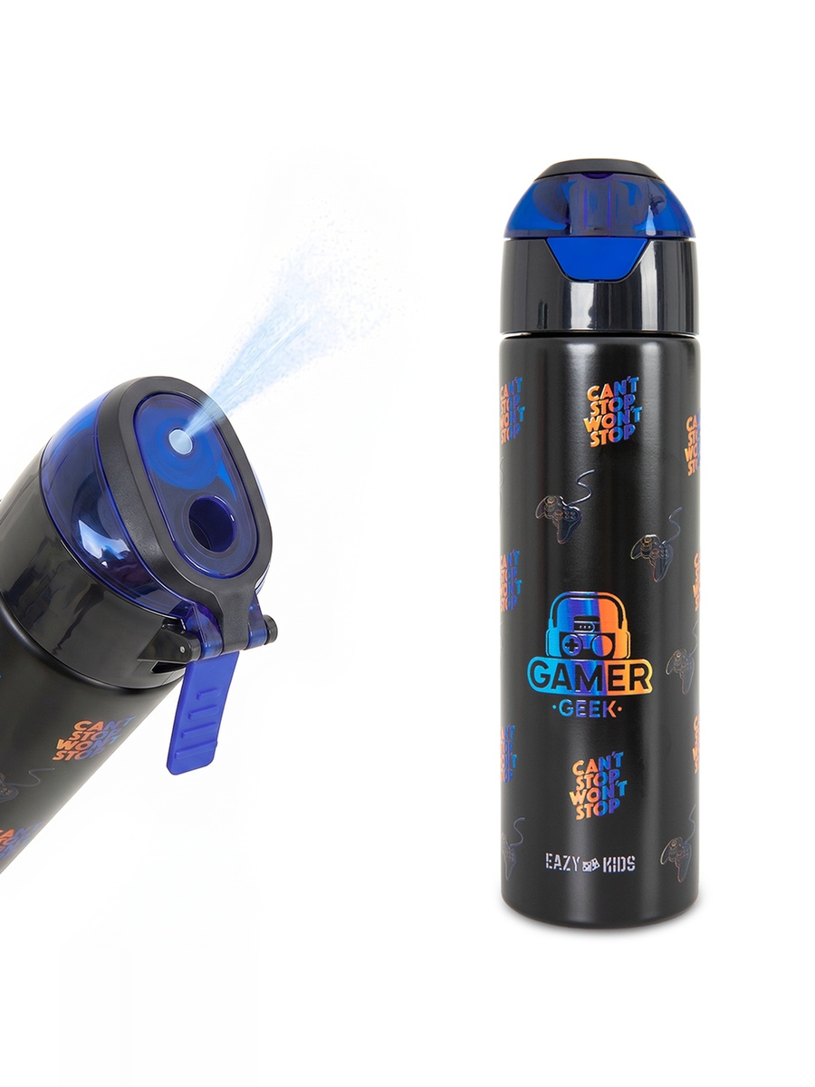 Insulated Stainless Steel Water Bottle with Spray- 640 ml - Black