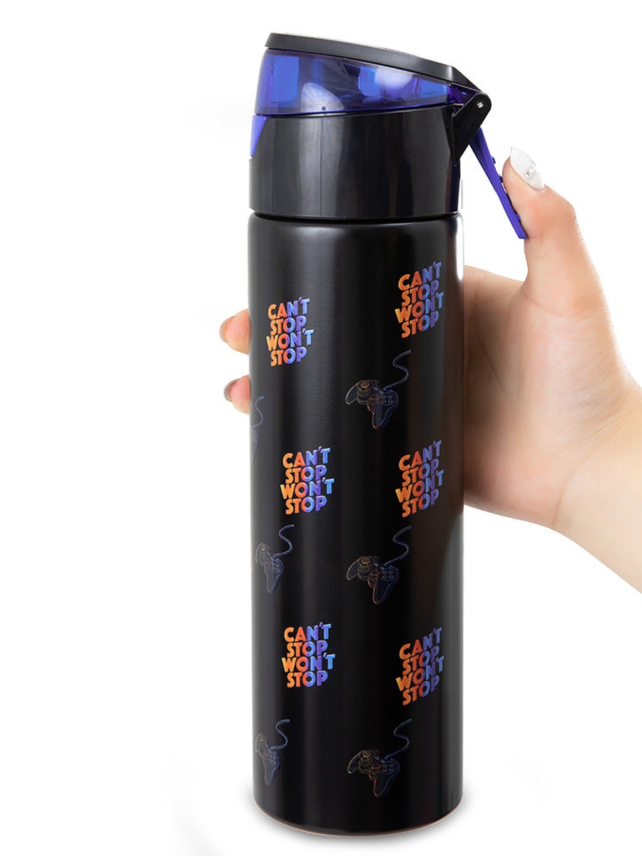 Insulated Stainless Steel Water Bottle with Spray- 640 ml - Black