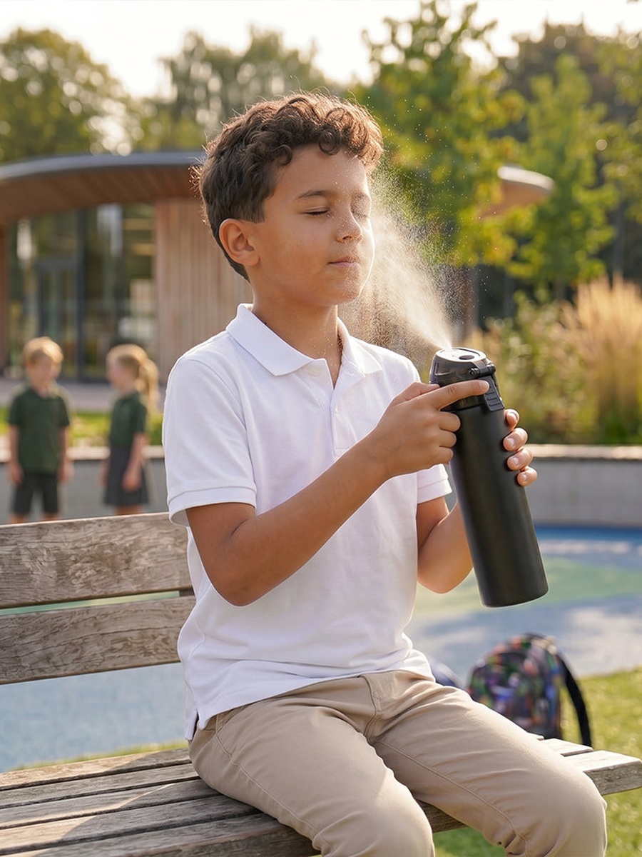 Insulated Stainless Steel Water Bottle with Spray- 640 ml - Black