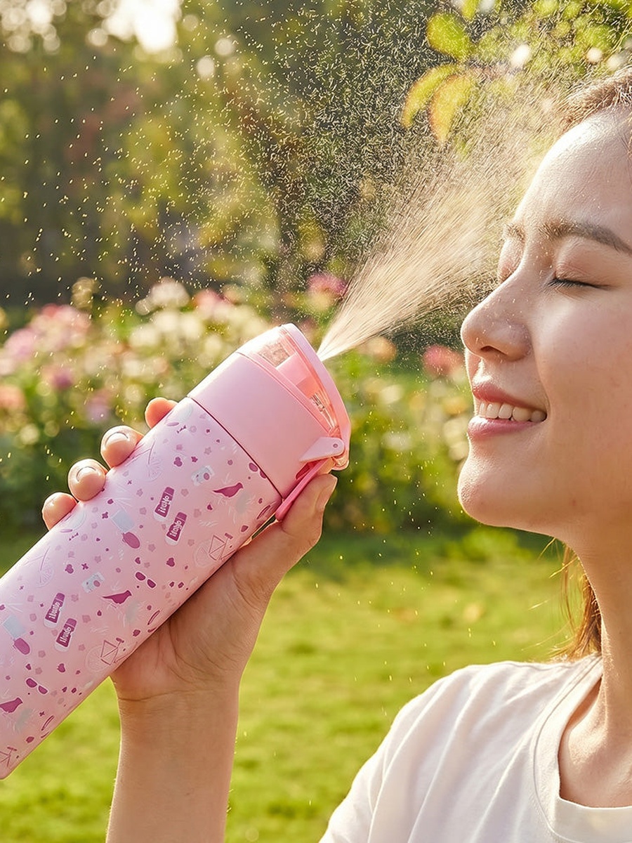 Insulated Stainless Steel Water Bottle with Spray- 640 ml - Pink