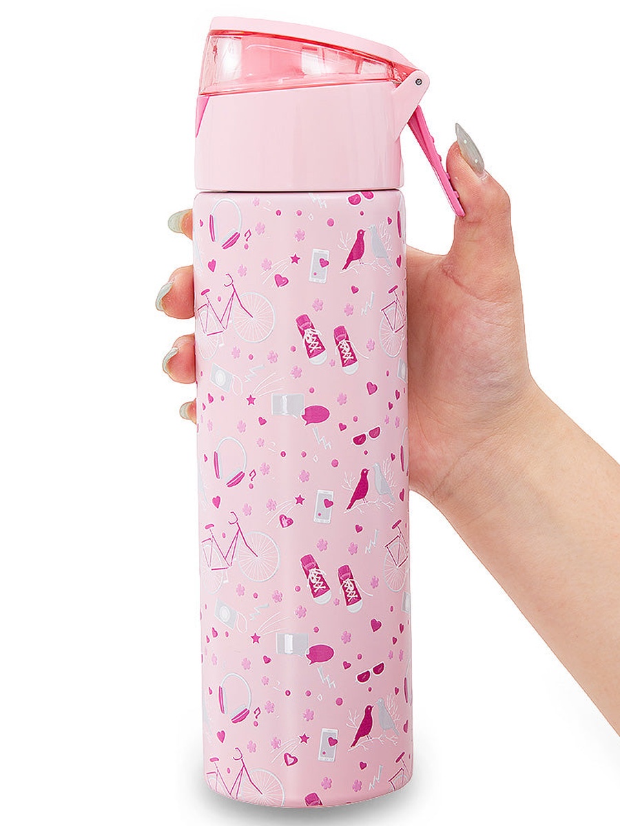 Insulated Stainless Steel Water Bottle with Spray- 640 ml - Pink