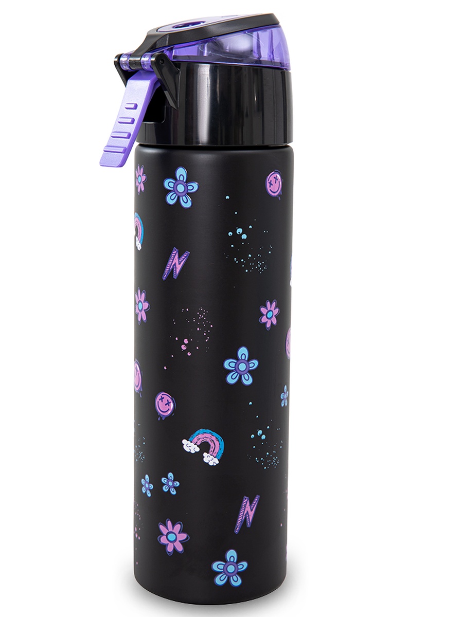Insulated Stainless Steel Water Bottle with Spray- 640 ml - Black
