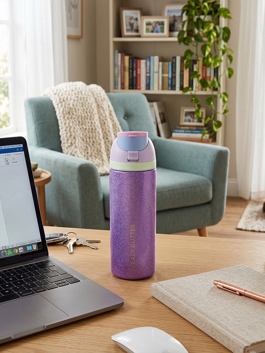Double Wall Insulated Glitter Stainless Steel Bottle - 720 ml