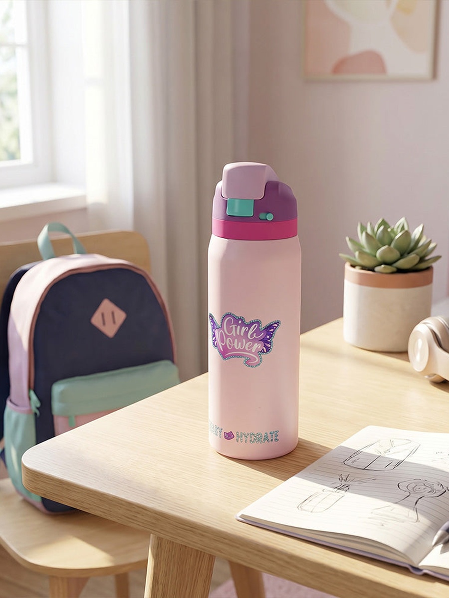 Stainless Steel Bottle Bling with Straw and Spout and Handle - 948 ml