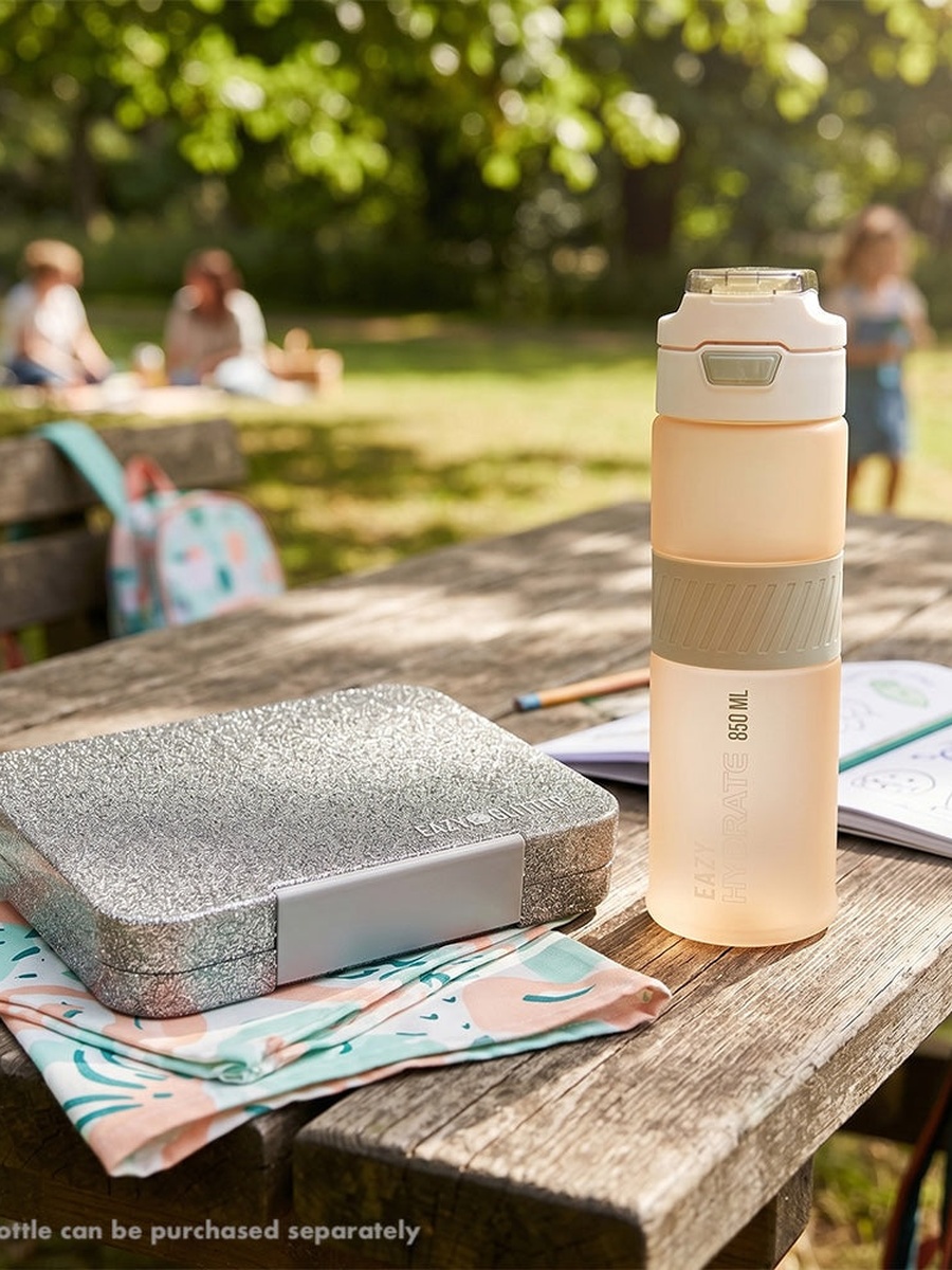 2-In-1 BPA Free Convertible Bento Lunch Box - Glitter Ivory