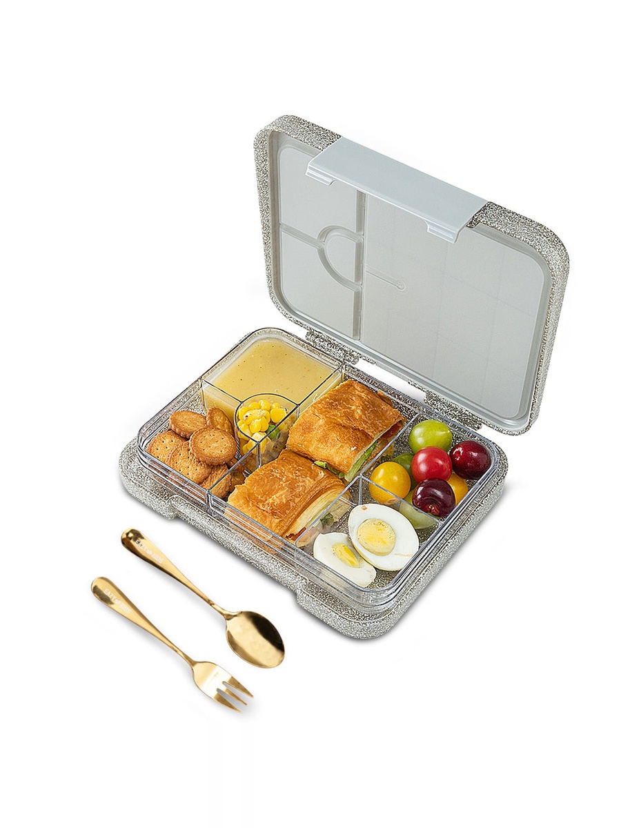 2-In-1 BPA Free Convertible Bento Lunch Box - Glitter Ivory