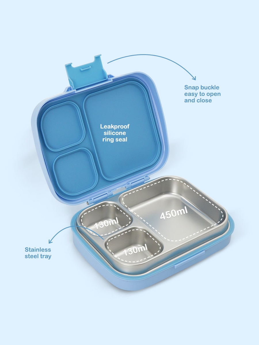 3 Compartment Leak Proof Premium Stainless Steel Lunch Box - 710 ml