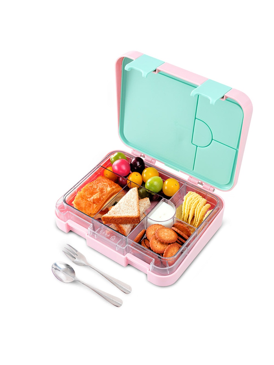 2-In-1 Convertible Bento Lunch Box with Steel Spoon and Fork Set - Always Believe Pink