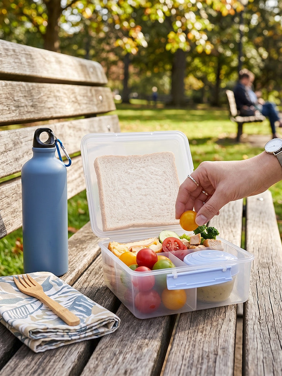 4-Compartment Lunch and Snack Box with Food Jar