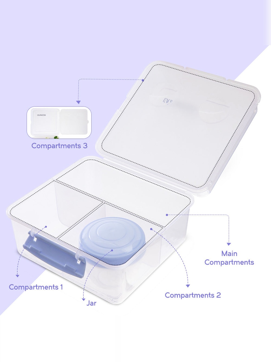 4-Compartment Lunch and Snack Box with Food Jar
