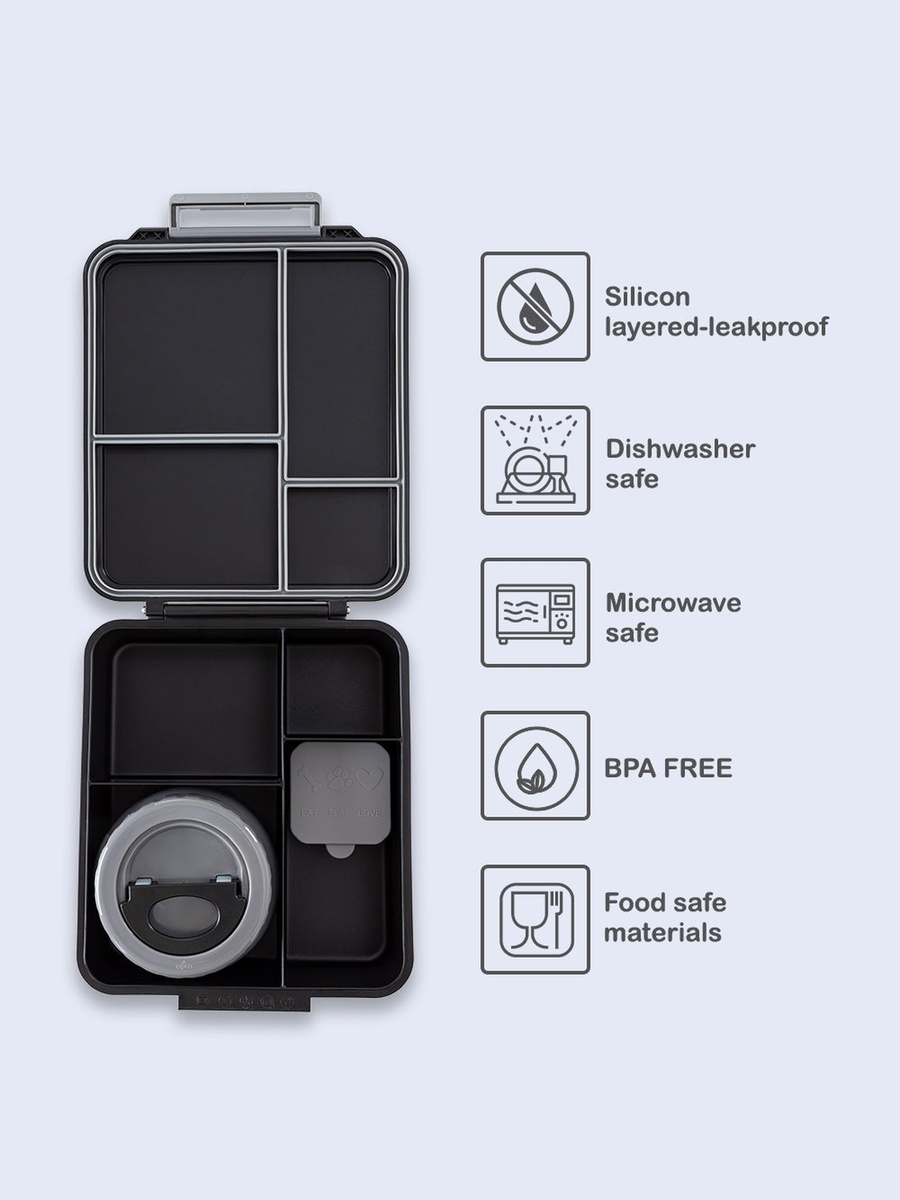 Jumbo Bento Lunch Box with Steel and Sause Jars Tritan Water Bottle - 850 ml