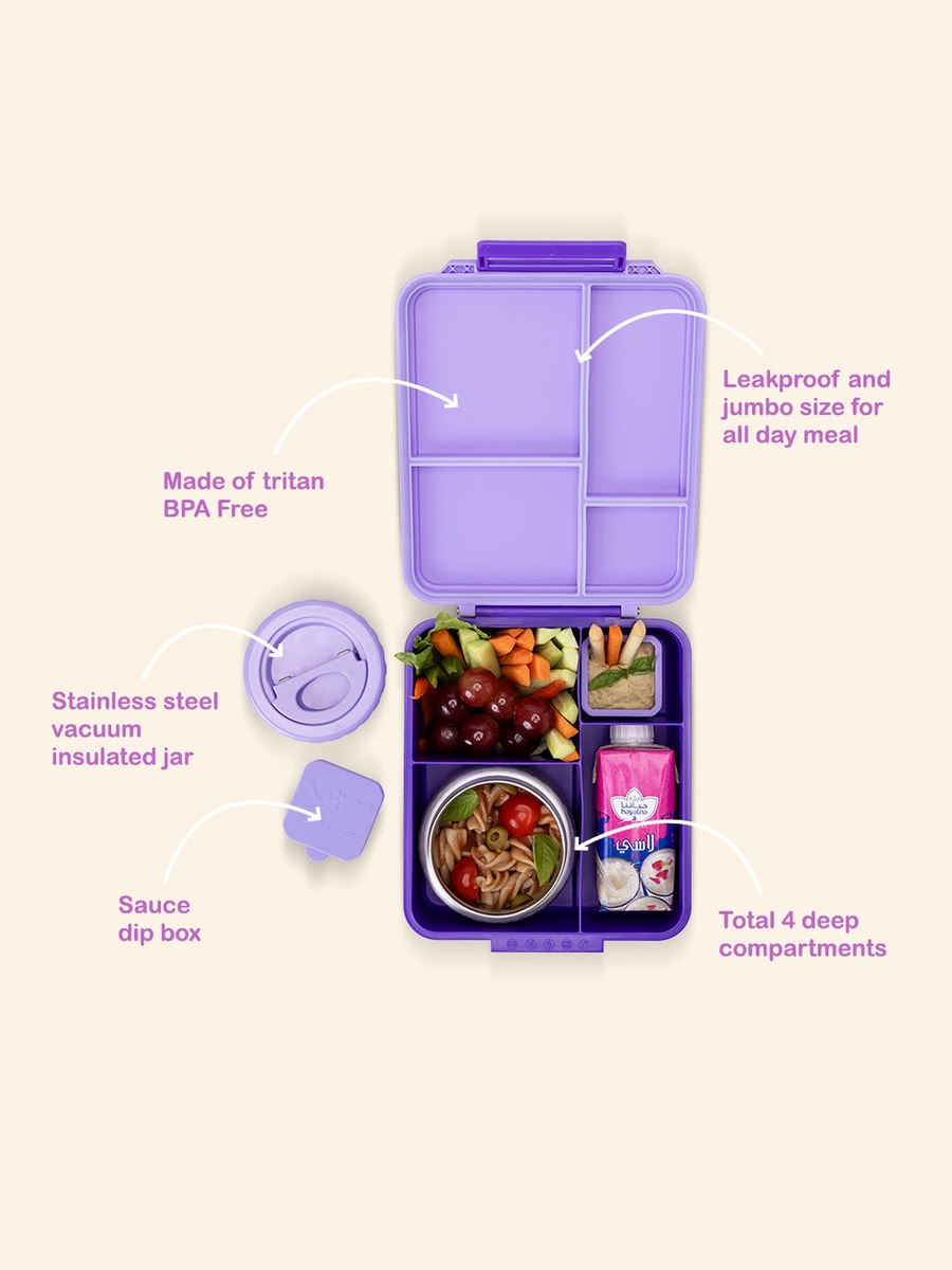 Jumbo Bento Lunch Box with Storage Jar and Tritan Water Bottle - 850 ml