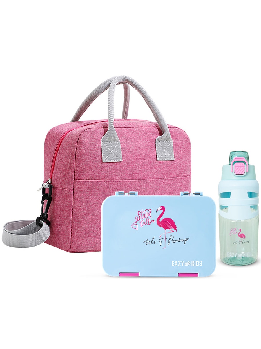 4 Compartment Bento Lunch Box with Insulated Lunch Bag and Water Bottle - 750 ml
