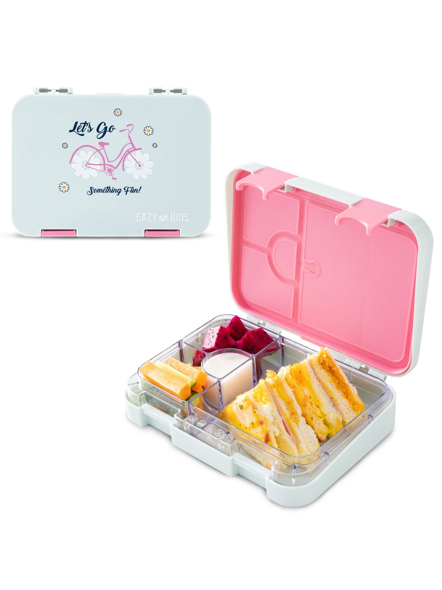 4 Compartment Bento Lunch Box with Insulated Lunch Bag and Water Bottle - 750 ml